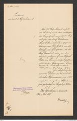 k.k. naturhistorisches Hofmuseum, Intendanzakten 1885-1896 (Hauer), Aktenzahl Z.364.a/1888, Seite 1